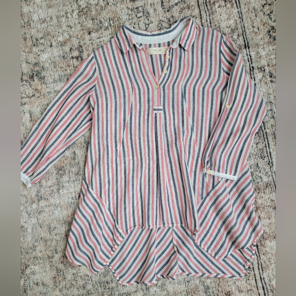 Anthropologie Isabella Sinclair Red White Blue Striped Top